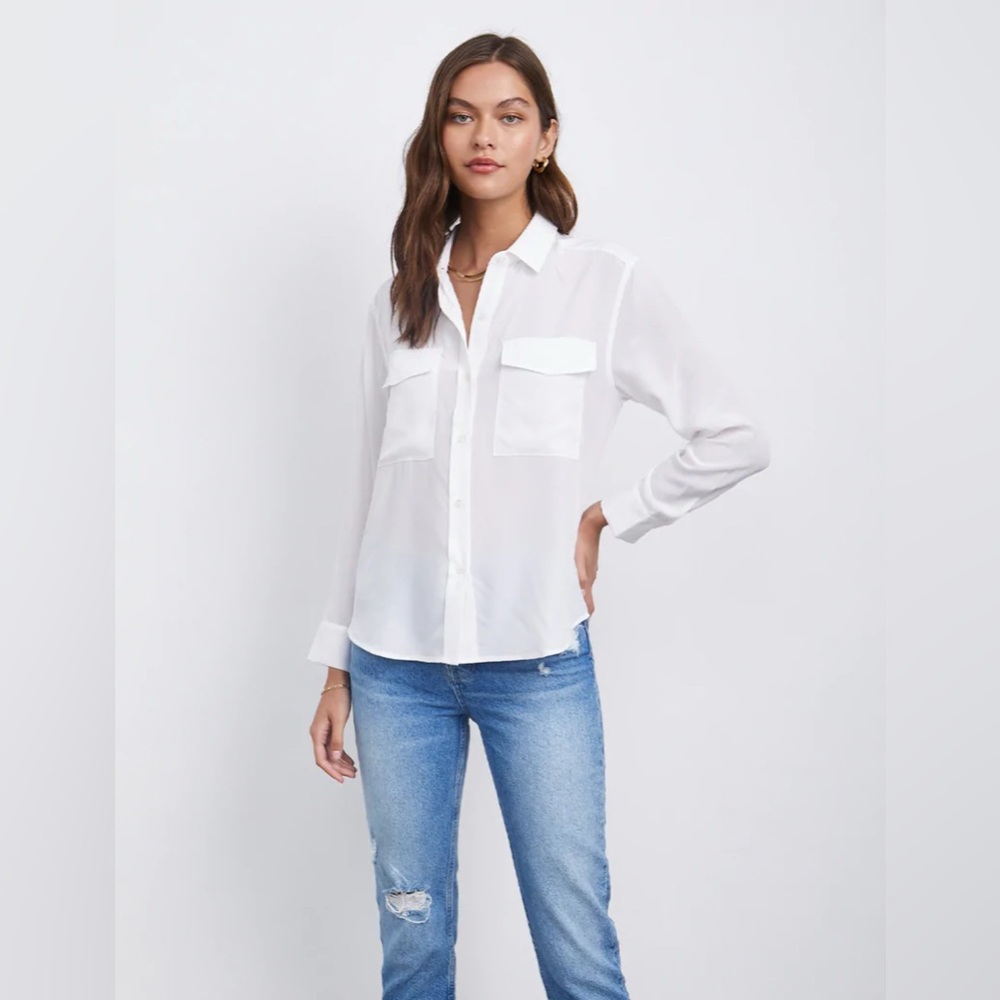 RAILS CORI SILK BUTTON DOWN BLOUSE - Picture 2 of 15